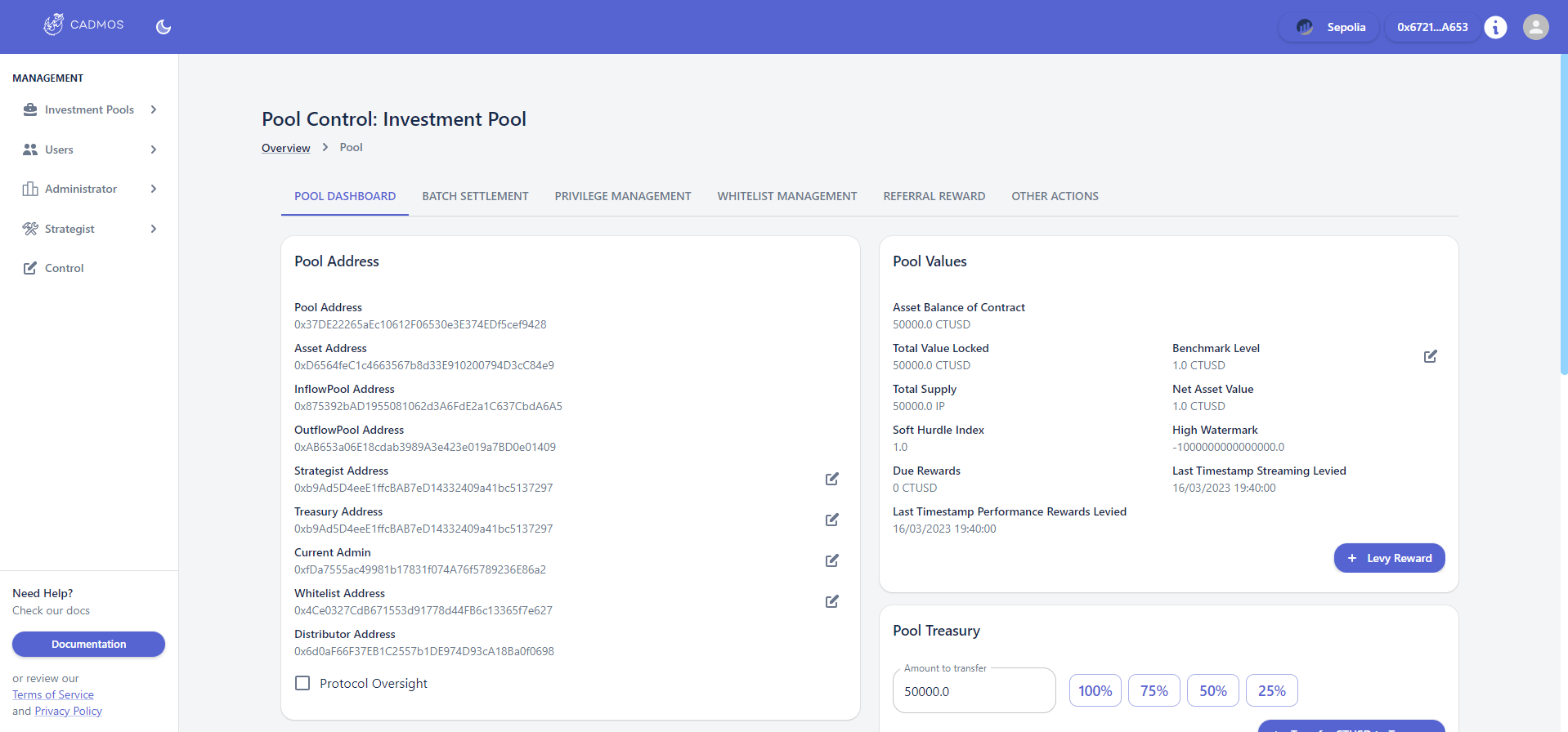 Cadmos administrative portal dashboard