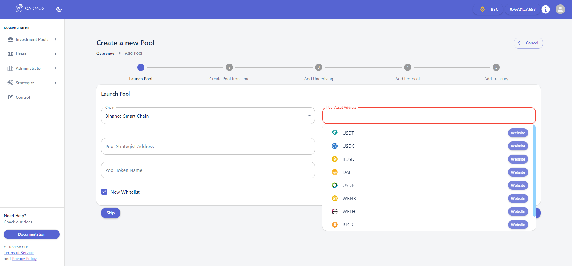 Cadmos platform administrative backend